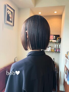 シェール(cher) 【ビフォあり】髪質改善/切りっぱなしボブ/ダークブラウン