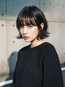 ショートボブシースルーマッシュウルフカットショートヘアボブ