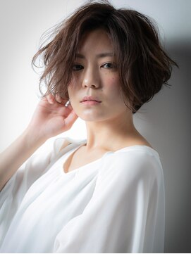 カバーヘア イヴ 戸頭店(COVER HAIR EVE) 抜け感かきあげ前髪抜け感ゆるふわ小顔グラボブw戸頭30代40代50