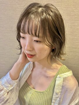 パザパ 交り江店(PA.ZA.PA.) ボブ　カーキベージュ　シースルーバング  艶/20代30代40代
