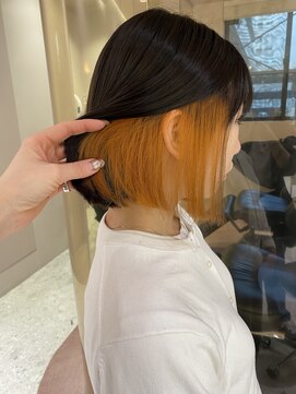 マイル 渋谷(mile) ボブ×オレンジインナーカラー