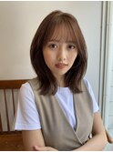 大人かわいいくびレイヤー顔まわりレイヤーカットピンクベージュ