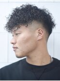 ハイライトマッシュパーマウルフアッシュブラック