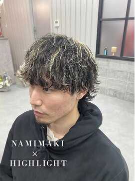 ブライト(BRIGHT.) 波巻きパーマ×ハイライト