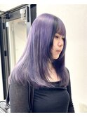 【soso カンナ】パープル × ブラック 前髪デザイン