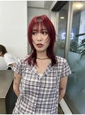 レディースレッドシャギーショート