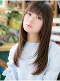 ショコラブラウン斜めバングレイヤーロングh3志木20代30代40代
