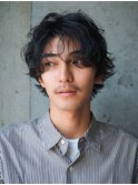 無造作なシースルーメンズミディアムパーマ［men's］