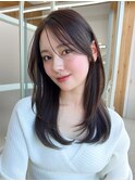暗髪で出せるこなれ感!フェイスレイヤー×ナチュラルセミロング