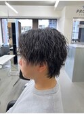 爽やか無造作ビジネスツーブロックツイストスパイラルパーマ