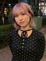 ナチュラル ヘアーデザイニング(Natural hair designing) ハイトーンウェーブボブ/ゆるふわボブ/ミルクティーピンク/小顔