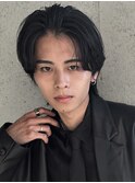 メンズセンターパート×リバース毛流れカルマニュアンスパーマ