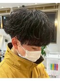 ラウンドマッシュ波巻きシャドウパーマ/波巻きスパイラルパーマ