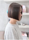 *20代30代切りっぱなしボブタッセルボブ顔周りワンレンオリーブ