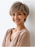 大人女性/ヘアセット/ショートボブ/ネビージュ/小顔