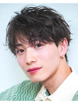 オーシャントーキョー 渋谷神南(OCEAN TOKYO) 韓国ヘアカルマパーマカルマバングセンターパート黒髪ウルフ