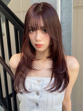 ビビディバビディブー 枚方ビオルネ店(Bibbidi.bobbidi.boo) レイヤーカットブリーチなしカラーワンカール顔まわりレイヤー