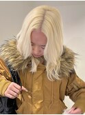11273艶髪マロンベージュ韓国風巻きミルクティーベージュロング