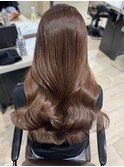 ココアベージュ　透明感カラー　韓国風巻き　艶髪　髪質改善