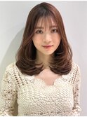 美髪レイヤーカット/顔まわりレイヤー/くびれミディアムレイヤー