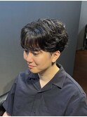 ビジネスツーブロックショートニュアンスパーマシースルーバング