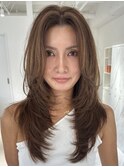 ハイライトカラーミルクティーベージュケアブリーチダブルカラー