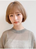前髪 ボブ 小顔 似合わせカット ダークアッシュ"