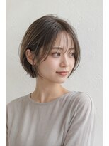 ベルス(bellus)&nbsp;小顔ショートボブ×オリーブグレージュ　20代　30代