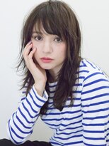 パティオンツー(PATIONN2)&nbsp;黒髪風ダークアッシュモーブカラーワイドバングくびれミディアム