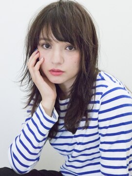 パティオンツー(PATIONN2) 黒髪風ダークアッシュモーブカラーワイドバングくびれミディアム