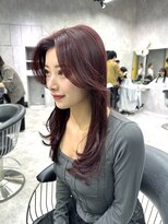 シティ(CITY)&nbsp;レッドブラウン レイヤーカット カーテンバング 表参道