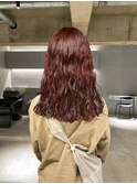 デザインカラーレイヤーカットウェットヘア夏オリーブベージュ