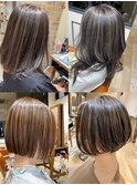 コントラストハイライト＆白髪ぼかしハイライト