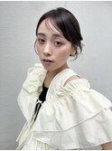 薄めバング後れ毛アレンジ渋谷ヘアセット韓国前髪カットmutsuki