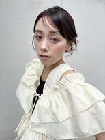 薄めバング後れ毛アレンジ渋谷ヘアセット韓国前髪カットmutsuki