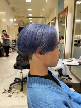 ブランシェ 高蔵寺店(BRANCHE) ★メンズカラー★センターパート×ブルー【北川】