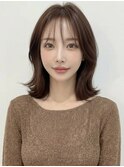 モカブラウンブリーチなしミディアムハッシュカットp0越谷20代