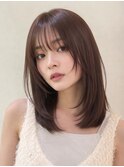 レイヤー 顔周りカット 前髪 赤み消しベージュ 透明感カラー