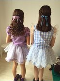 編み込みハーフアップ