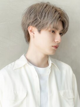 メゾンバイハバナ(maison by HAVANA) メンズ波巻きセンターパートハイライトツーブロックマッシュ