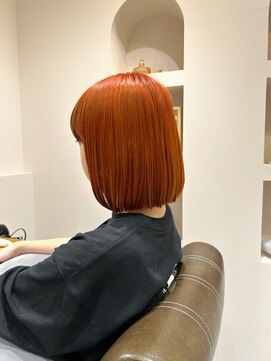アンユヘアー 与野駅前店(unu.hair) オレンジボブ/インナーカラーブラウン