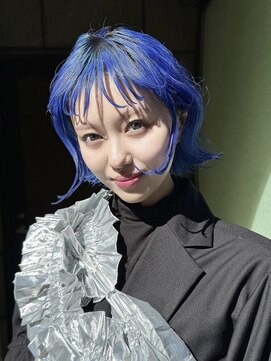 ユルク トウキョウ(jurk tokyo) ボブ レイヤーボブ ブルーブルーヘア 後撮り