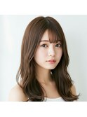 ミディアム20代30代ストレートレイヤー前髪なし前髪あり越谷