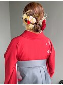 和装ヘア 卒業式 &nbsp;お団子アレンジ アップへア シニヨン 着物ヘア