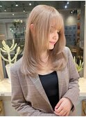 ミルクティーベージュダブルカラーハイトーンレイヤーカット韓国