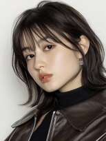 アンドカオマワリカットファム(Fann.)&nbsp;顔まわりレイヤー×外ハネミディ｜韓国風くびれヘア
