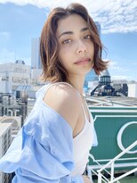 アイティー バイ アルバム 浦和店(IT by ALBUM) 外ハネボブ_オリーブカラーハイライトカラー_47603