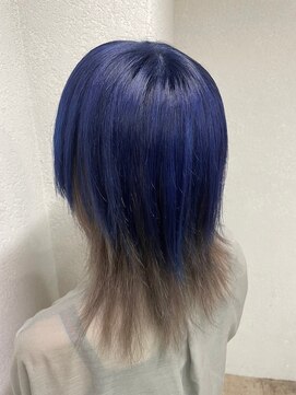 アジールヘア 所沢プロペ通り店(agir hair) インナーウルフハイレイヤーネイビー×ベージュ所沢