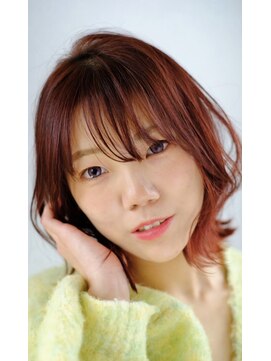 スリーヌーン(THREE noon) ★切りっぱなしロづくびれ美髪ピンクカラー小顔似合わせカット