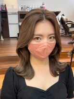 ヒョンミョン ライズバイレボ 取手店(hyon myon/RISE by REVO)&nbsp;レイヤーカット/デザインカラー/オリーブベージュ[取手/取手駅]